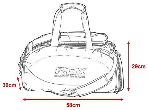 RDX R1 Duffel Bag with Backpack Straps in Red Black size chart